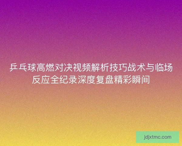 乒乓球高燃对决视频解析技巧战术与临场反应全纪录深度复盘精彩瞬间