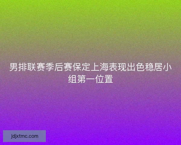 男排联赛季后赛保定上海表现出色稳居小组第一位置