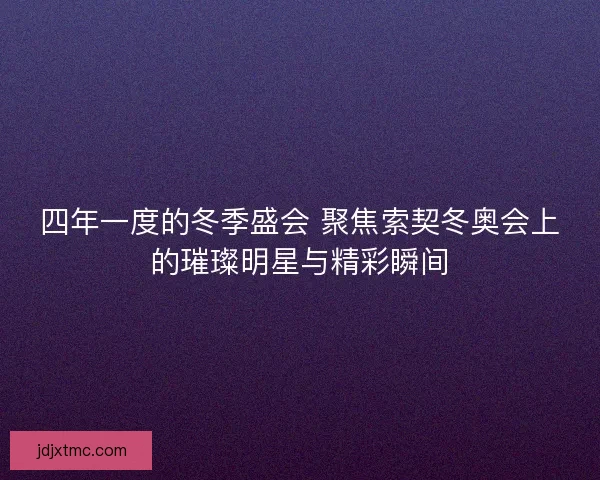 四年一度的冬季盛会 聚焦索契冬奥会上的璀璨明星与精彩瞬间 四年一度的冬季盛会 聚焦索契冬奥会上的璀璨明星与精彩瞬间